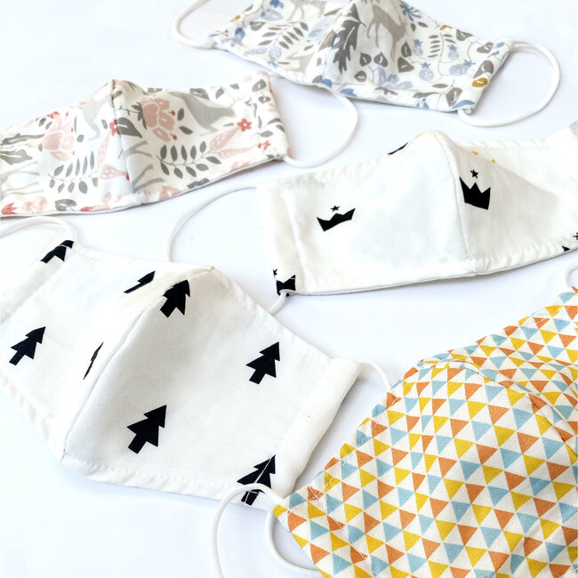 Kids Organic Cotton Face Mask, Blue Deers - Face Masks - 4