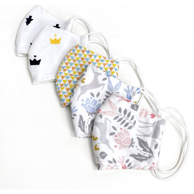 Kids Organic Cotton Face Mask, Crowns - Face Masks - 5