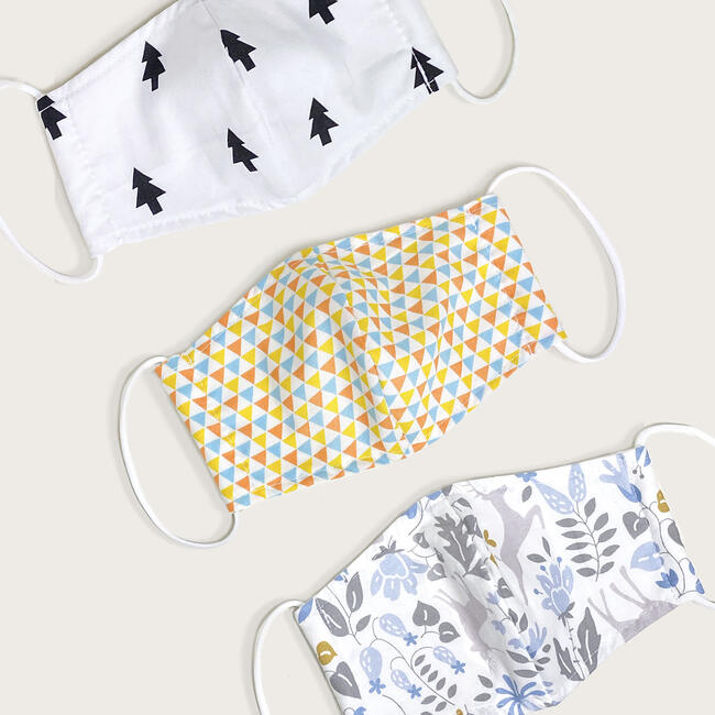 Kids Organic Cotton Face Mask, Blue Deers - Face Masks - 7