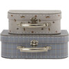 Set of 2 Mini Tiger & Grid Suitcases, Blue/Clay - Bags - 1 - thumbnail