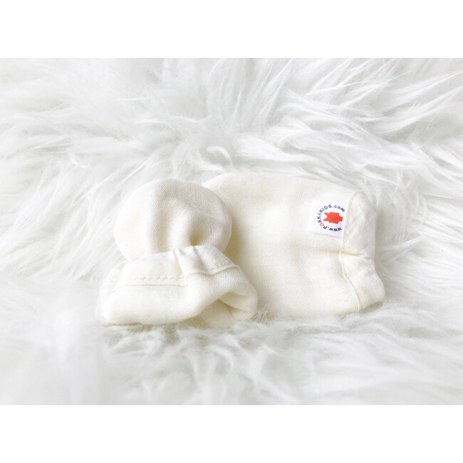 100% GOTS Certified Organic Cotton Mittens, Pearl - Gloves - 3