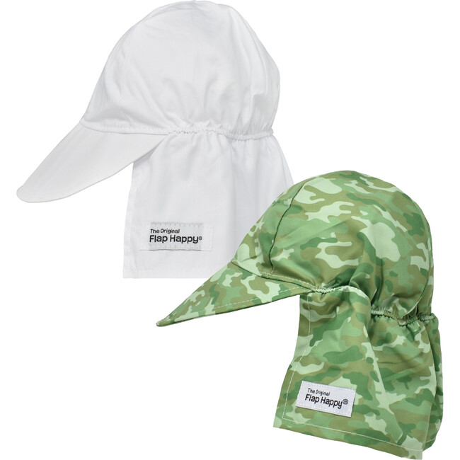 Original Flap Hat 2 Pack, White & Green Camo