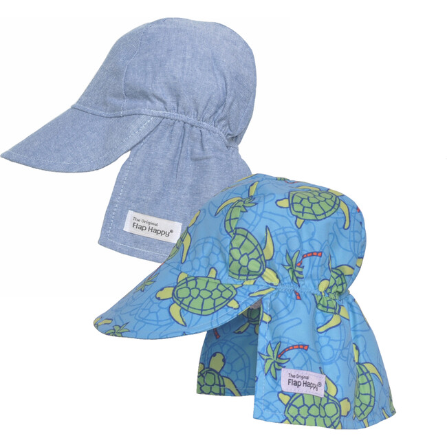 Original Flap Hat 2 Pack, Chambray & Turtle Island