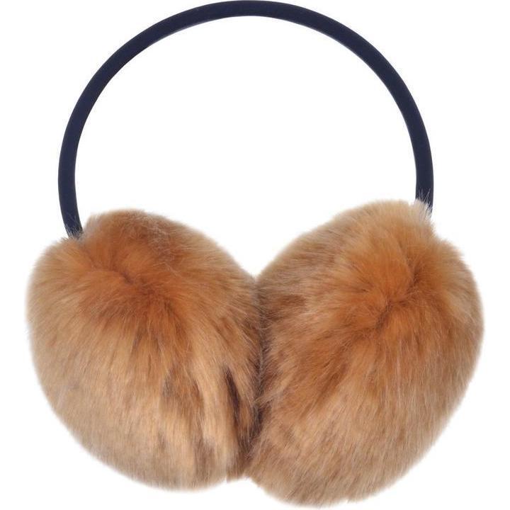 Faux Fur Ear Muffs, Brown - Hats - 1