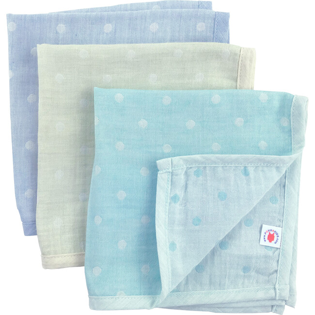 100% GOTS-Certified Organic Cotton Hanky Gift Set, Turquoise/Lime/Mint