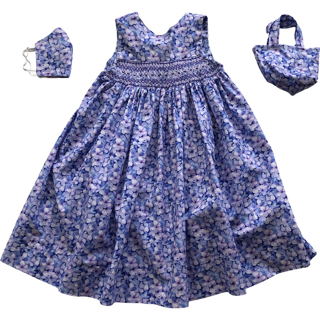 Matching Dress & Face Mask, Purple Hydrangea - Face Masks - 1