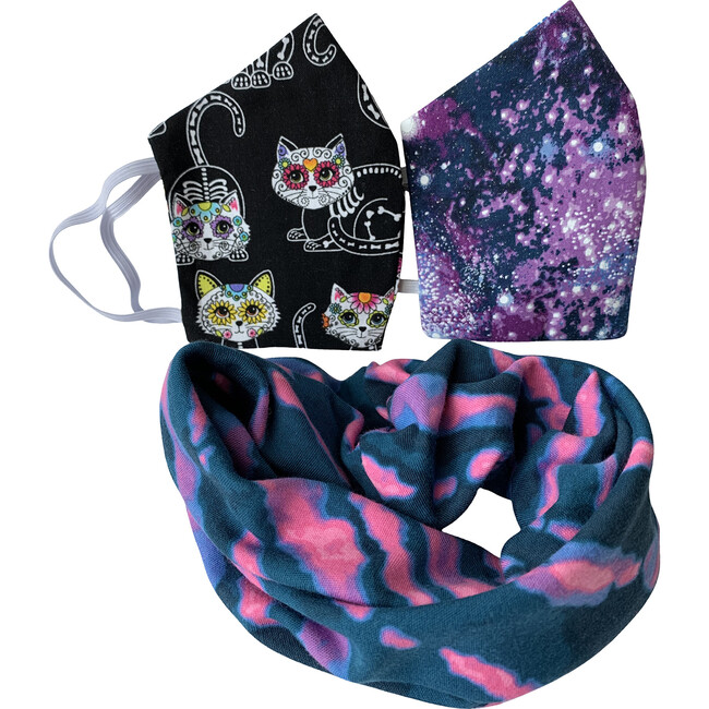 Adults Facemask bundle of 3, Galaxy Cat