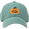 Needlepoint Jack-O-Lantern Baseball Hat, Green - Hats - 1 - thumbnail