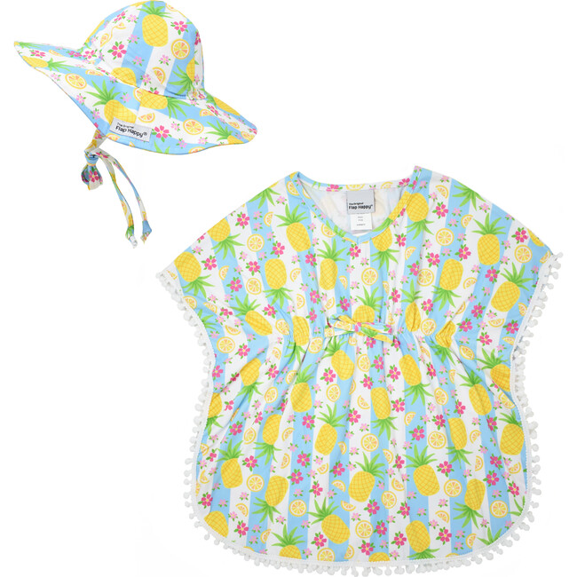 Girls Sun Hat & Cover up Set, Pineapple Passion