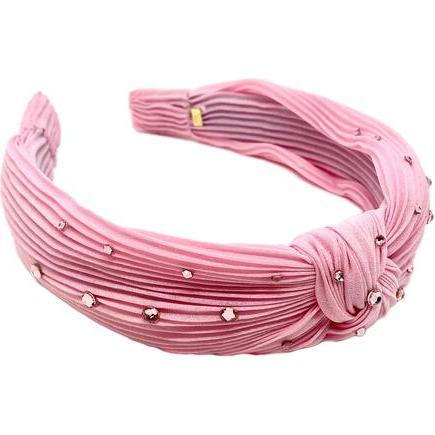 Pink Pleated Knot Headband with Stones - Hair Accessories - 1