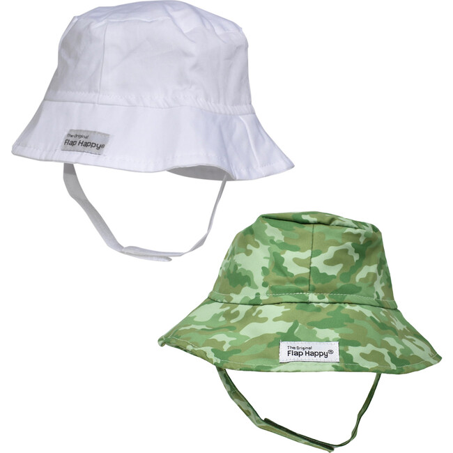 Bucket Hat 2 Pack, White & Green Camo