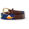 Roar! Dinosaur Needlepoint Belt, Blue - Belts - 1 - thumbnail