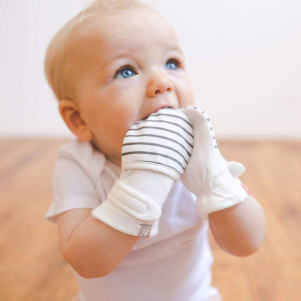 Baby Mitts, Stripe Gray - Gloves - 2