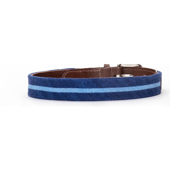 Classic Blue Stripe Needlepoint Belt, Blue - Belts - 2