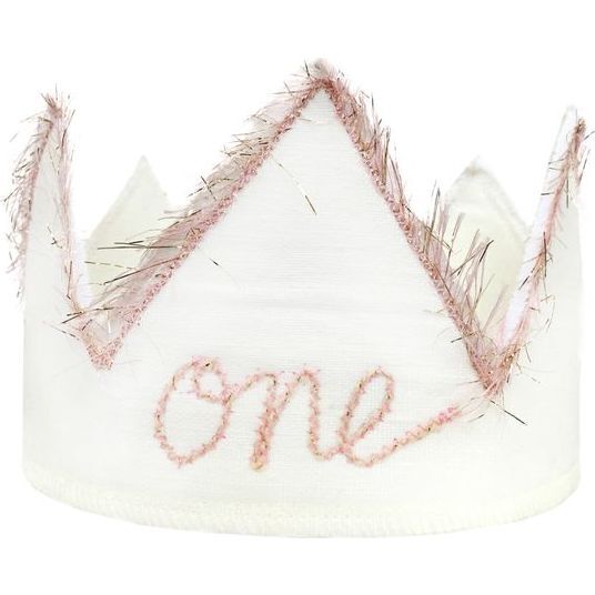 One Linen Crown with Pink Trim