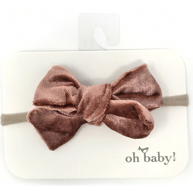 School Girl Crush Velvet Bow on Nylon Headband, Clay Crush - Hair Accessories - 1