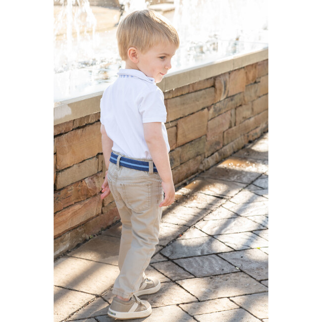 Classic Blue Stripe Needlepoint Belt, Blue - Belts - 6