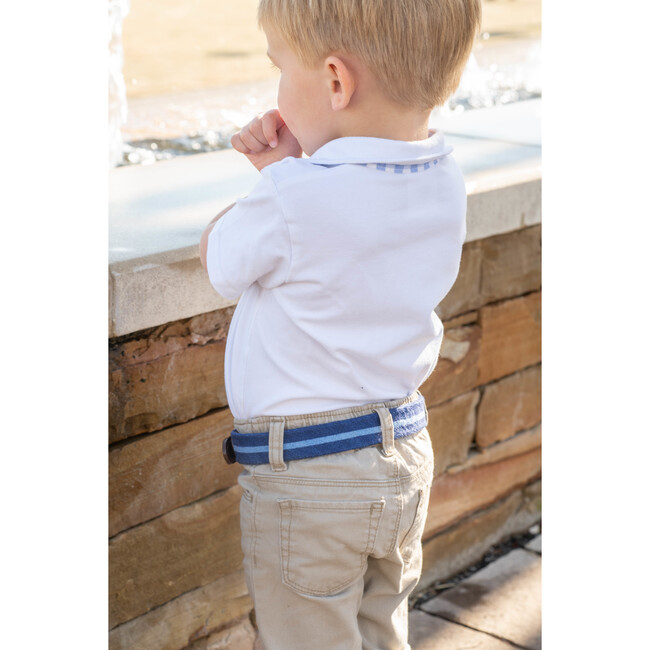 Classic Blue Stripe Needlepoint Belt, Blue - Belts - 7