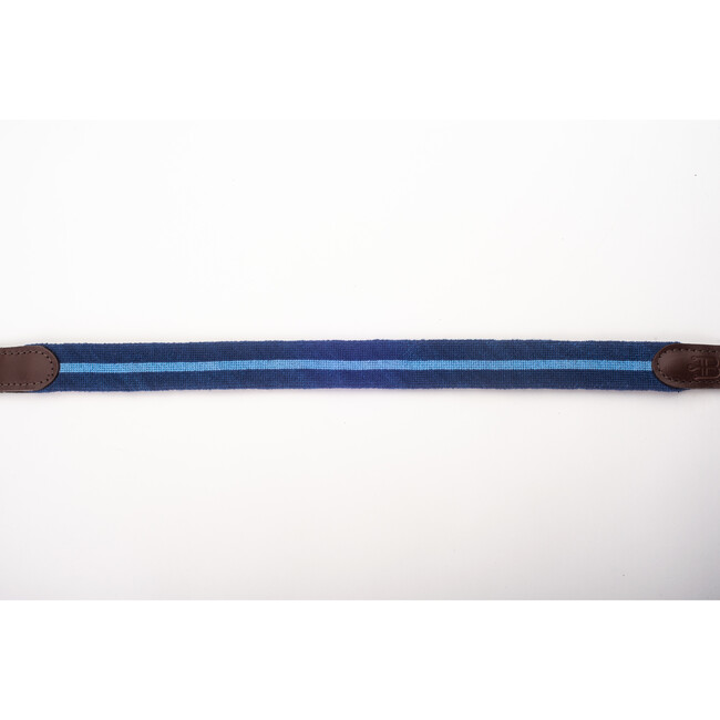 Classic Blue Stripe Needlepoint Belt, Blue - Belts - 9