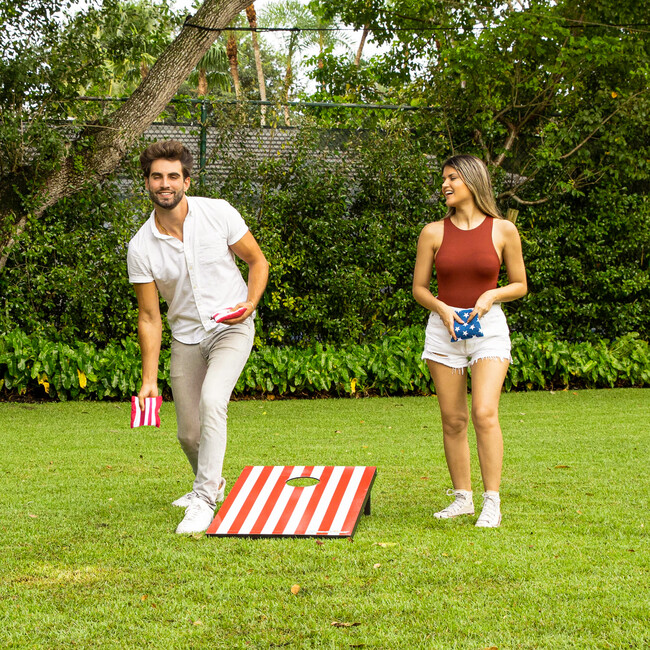 Stars & Stripes Wooden Cornhole Set - Pool Floats - 3