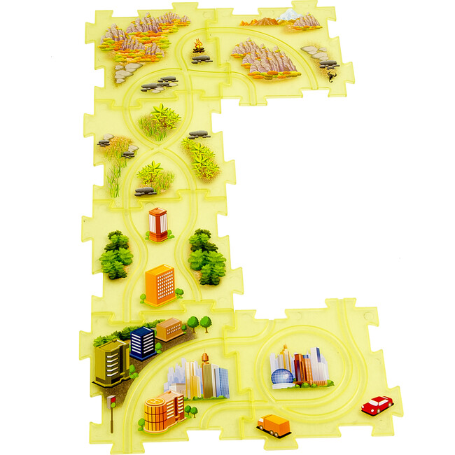 Neon Glow-In-The-Dark Puzzle Track, Race Series - Transportation - 3