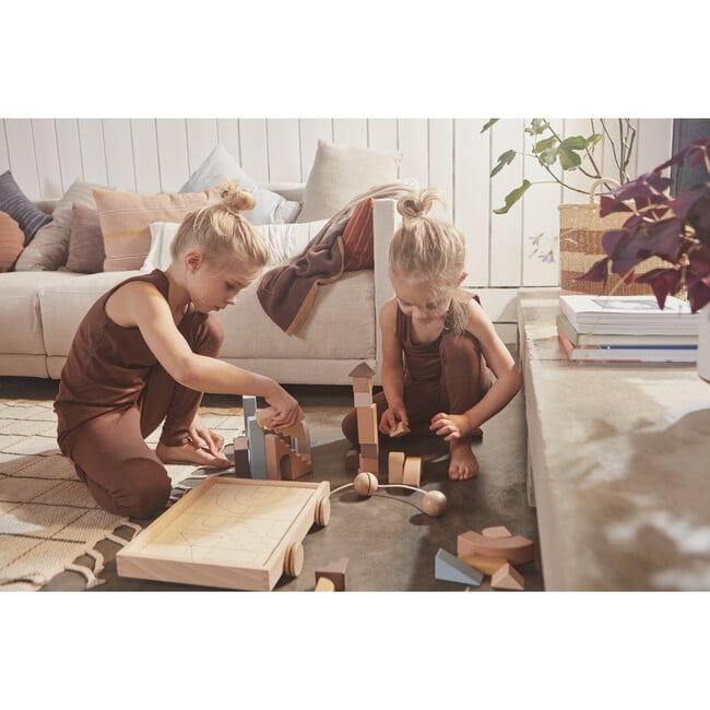 Wooden Rainbow Wagon with Blocks, Natural Beech - Woodens - 4