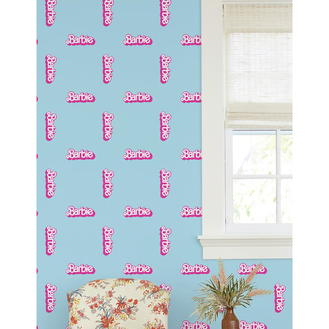 Barbie 80s Logo Removable Wallpaper, Baby Blue - Wallpaper - 2