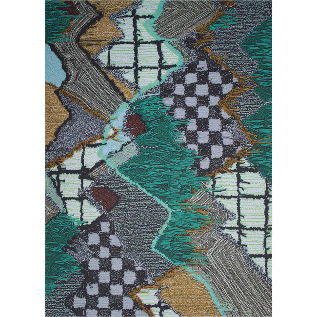 Upward Sweepable Shag Floormat, Cyan - Rugs - 1