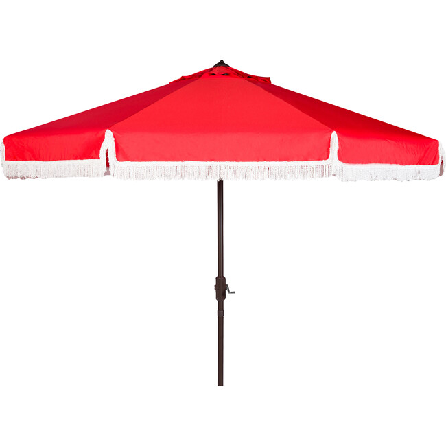 Fabia Fringed Patio Umbrella, Red