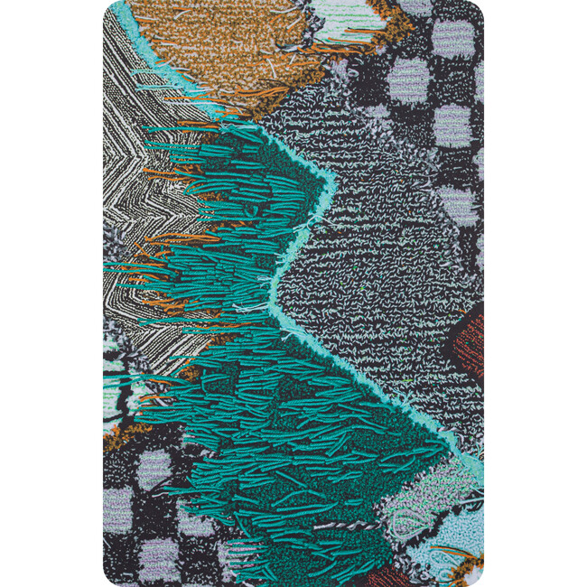 Upward Sweepable Shag Floormat, Cyan - Rugs - 4
