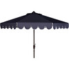 Dorinda Scalloped Patio Umbrella, Navy - Umbrellas - 1 - thumbnail