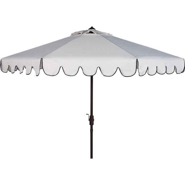 Dorinda Scalloped Patio Umbrella, White/Black