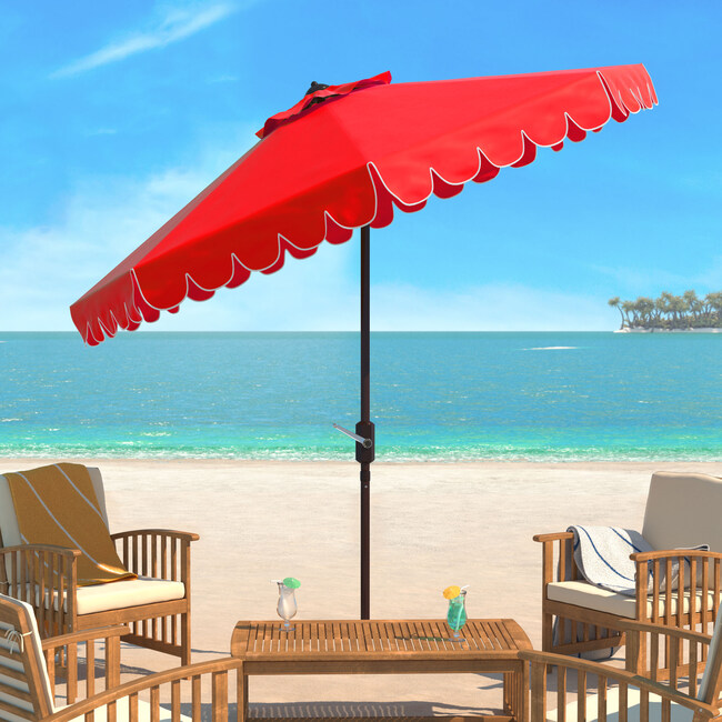 Dorinda Scalloped Patio Umbrella, Red - Umbrellas - 2