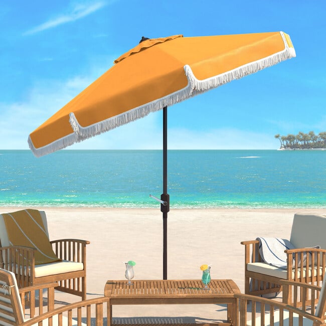 Fabia Fringed Patio Umbrella, Yellow - Umbrellas - 2