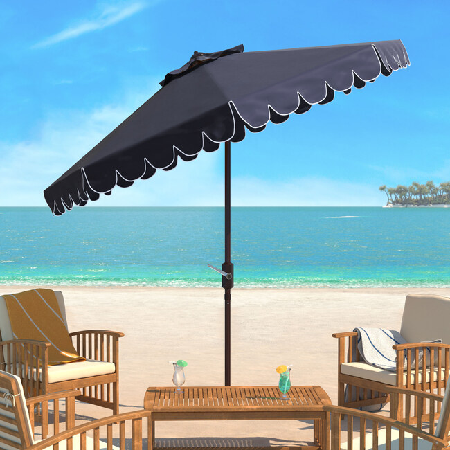 Dorinda Scalloped Patio Umbrella, Navy - Umbrellas - 2