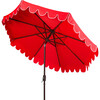 Dorinda Scalloped Patio Umbrella, Red - Umbrellas - 3 - thumbnail