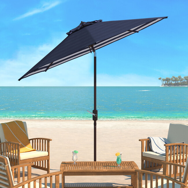 Tiana Inner Stripe Patio Umbrella, Navy - Umbrellas - 2