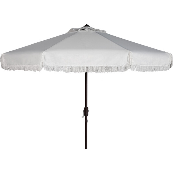 Fabia Fringed Patio Umbrella, White Safavieh Sun Shop