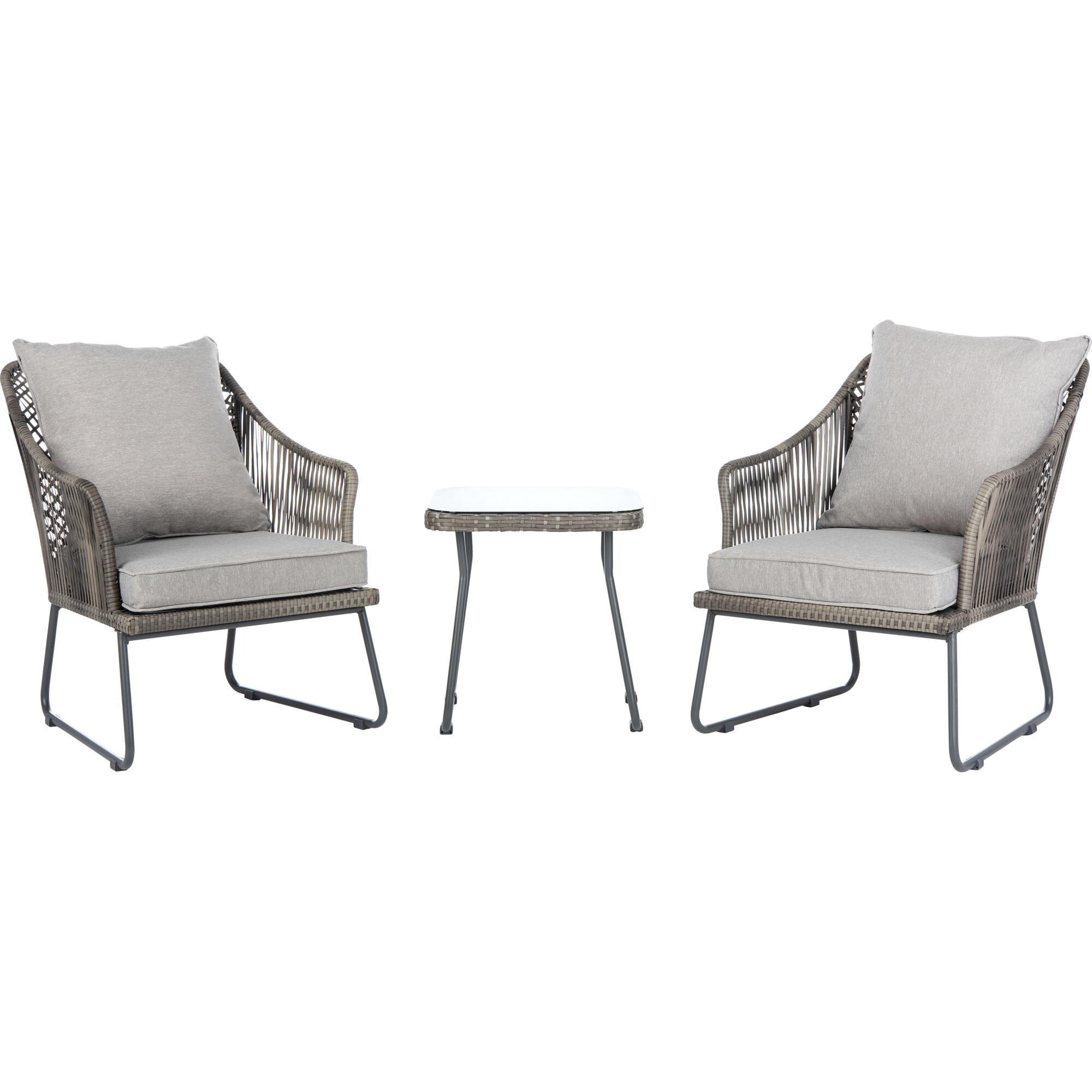 Jensen 3-Piece Rattan Outdoor Lounge Set, Steel/Grey - Outdoor Home - 1