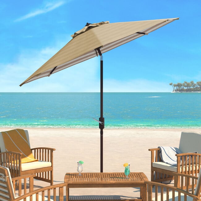 Tiana Inner Stripe Patio Umbrella, Beige - Umbrellas - 2