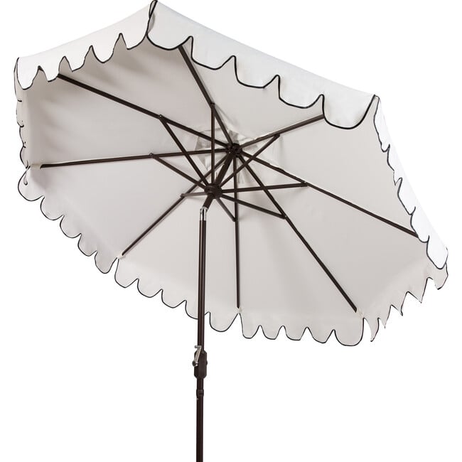 Dorinda Scalloped Patio Umbrella, White/Black - Umbrellas - 3