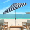 Elsa Canopy Stripe Patio Umbrella, Navy/White - Umbrellas - 2 - thumbnail