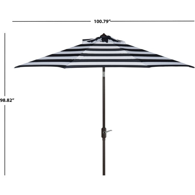 Iris Stripe Patio Umbrella, Navy/White - Umbrellas - 5