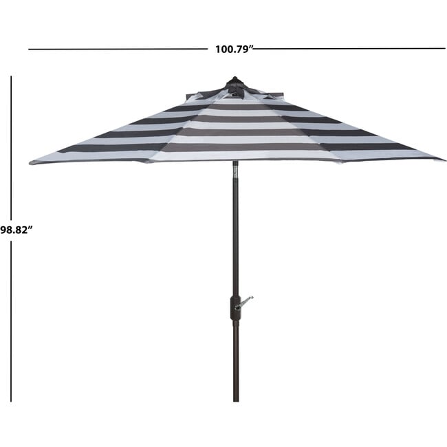 Iris Stripe Patio Umbrella, Charcoal/White - Umbrellas - 5