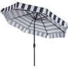 Elsa Canopy Stripe Patio Umbrella, Navy/White - Umbrellas - 3 - thumbnail