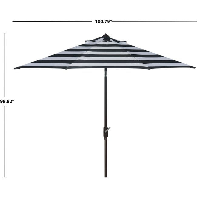 Iris Stripe Patio Umbrella, Black/White - Umbrellas - 5