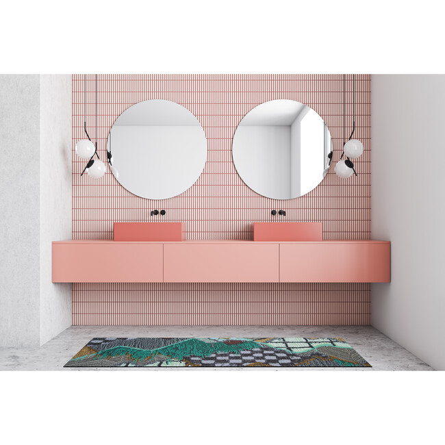 Upward Sweepable Shag Floormat, Cyan - Rugs - 6