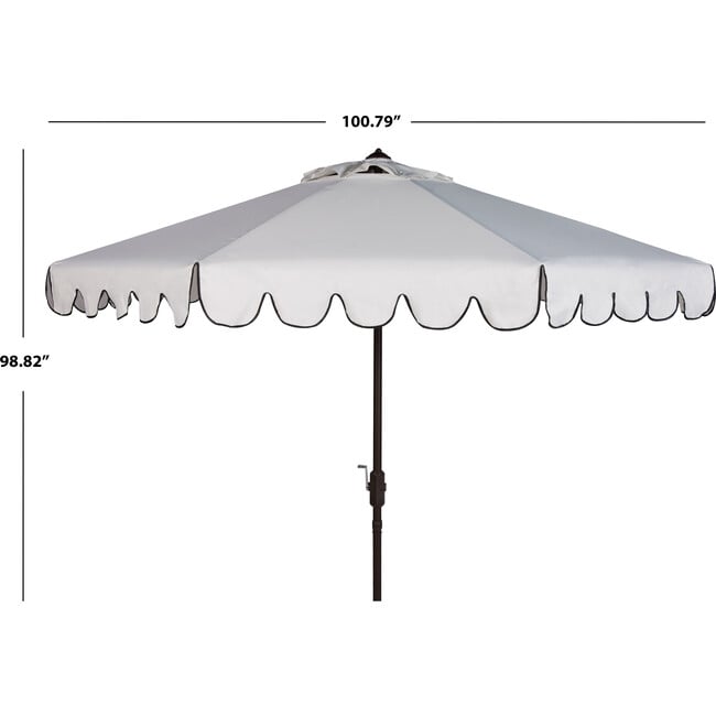 Dorinda Scalloped Patio Umbrella, White/Black - Umbrellas - 5