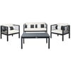 Alda Eucalyptus 4-Piece Outdoor Set, Black/Beige - Outdoor Home - 1 - thumbnail