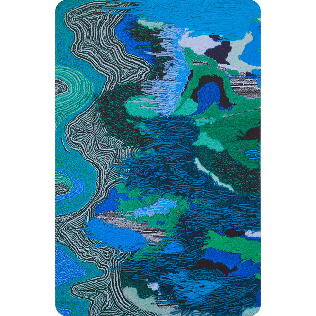 Flow Sweepable Shag Floormat, Blue - Rugs - 4